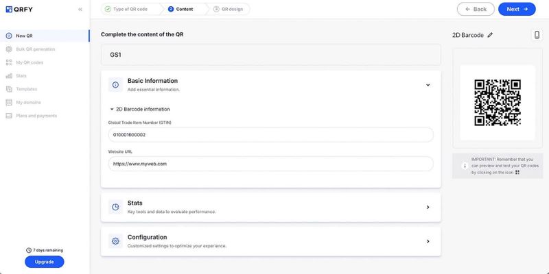 Steps to create GS1 DL QR codes with QRFY