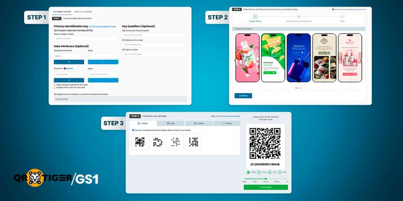 Steps for GS1 DL QR code generation on QR Tiger