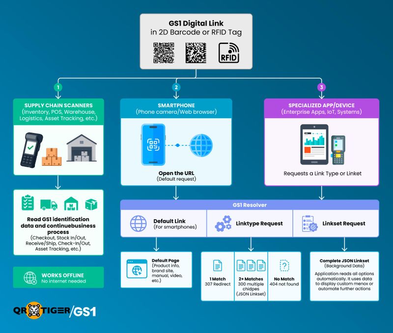 The Flow of GS1 Digital Link Scanning GS1 digital link scanning